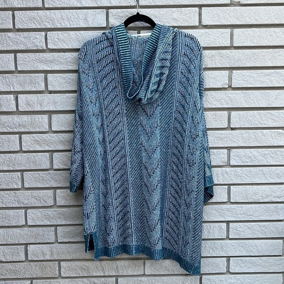 Woolrich Katie Bird Short Sleeve Hooded Cardigan Blue Size M/L - Picture 13 of 14